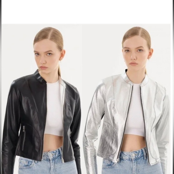 Lamarque Jackets & Blazers - Lamarque CHAPIN | REVERSIBLE LEATHER BOMBER black-silver size small